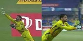 watch MS Dhoni Flying Catch vs KKR IPL 2020 watch MS Dhoni Flying Catch vs KKR IPL 2020
