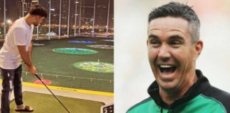 Watch Rashid Khan hits MS Dhoni Helicopter shot using Golf Stick, but Kevin Pietersen wants another shot Rashid Khan Helicopter shot with Golf stick