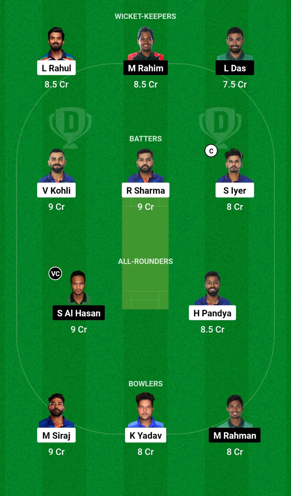 IND vs BAN Dream11 Prediction Today Match