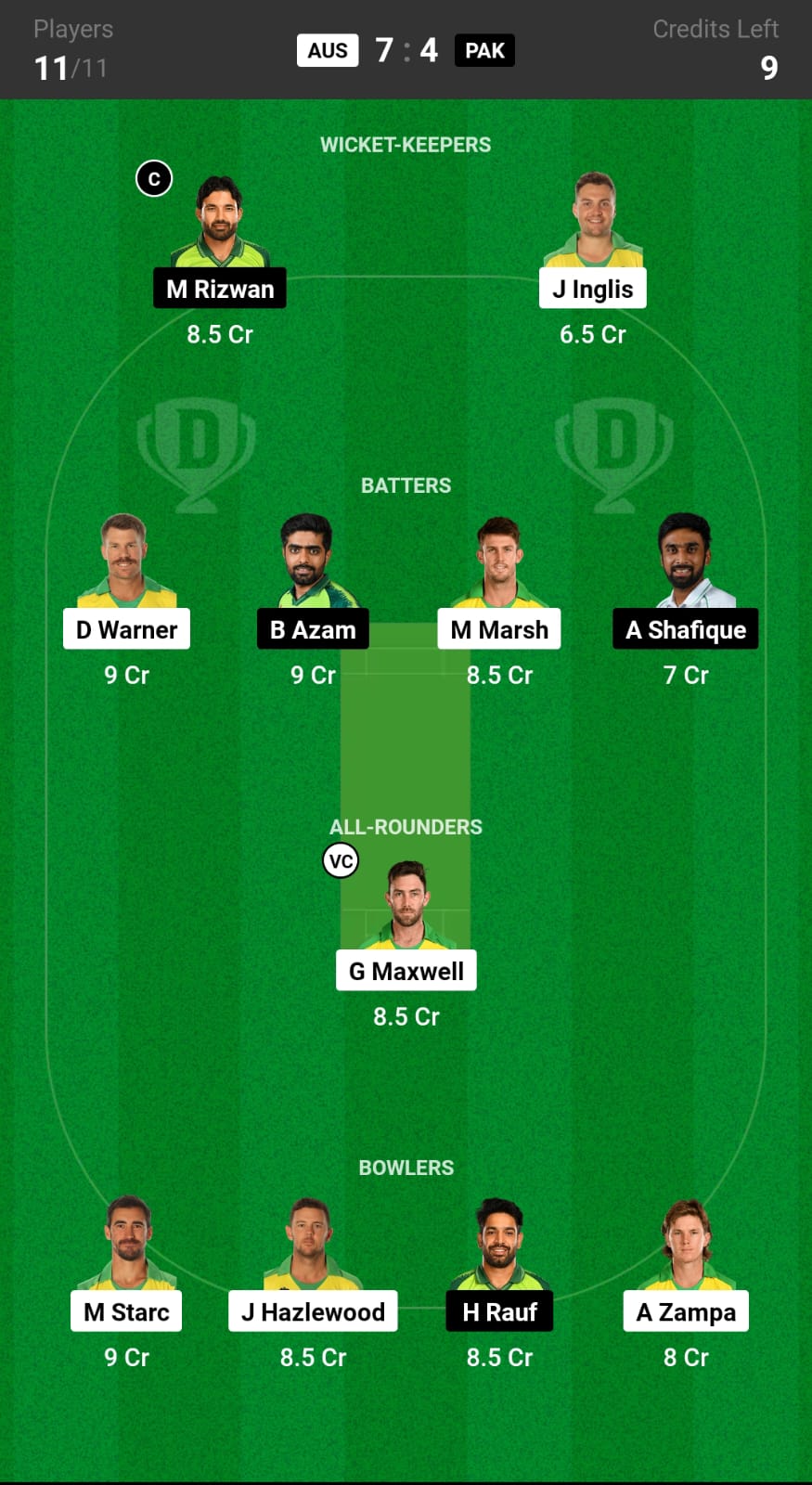 AUS vs PAK Dream11 Prediction Today Match and Dream11 Team Today