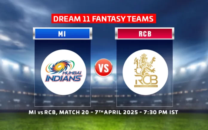 MI vs RCB Dream11 Team PREDICTION