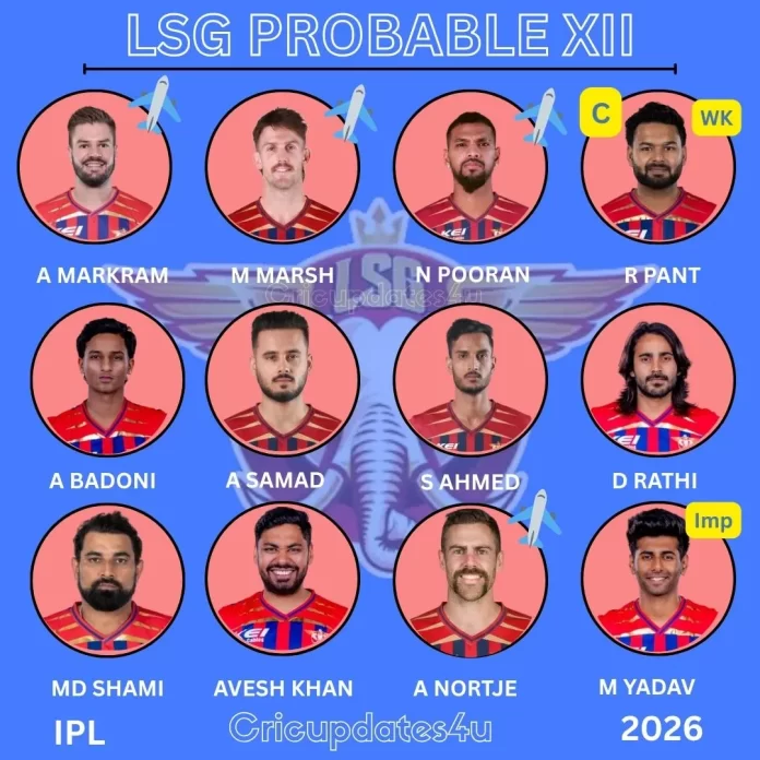 Lucknow Super Giants probable XI IPL 2026